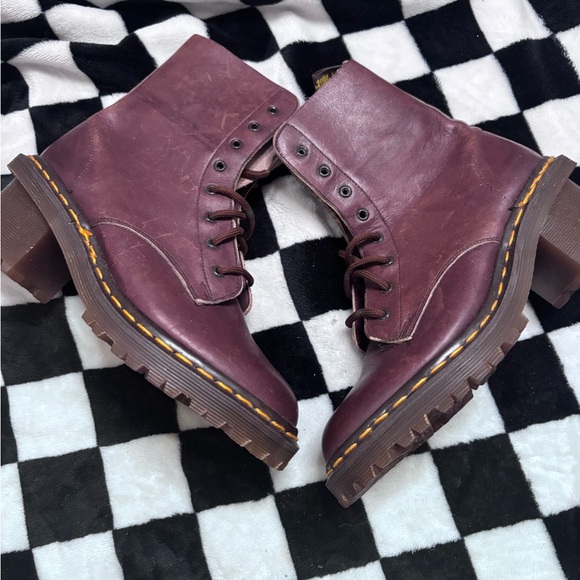 Vintage Dr. Martens Made in England Inset Heel Lace-Up Boots Oxblood